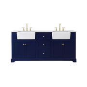 Elegant Kitchen/Bath Franklin 72" Double Bathroom Vanity, Blue - VF60272DBL