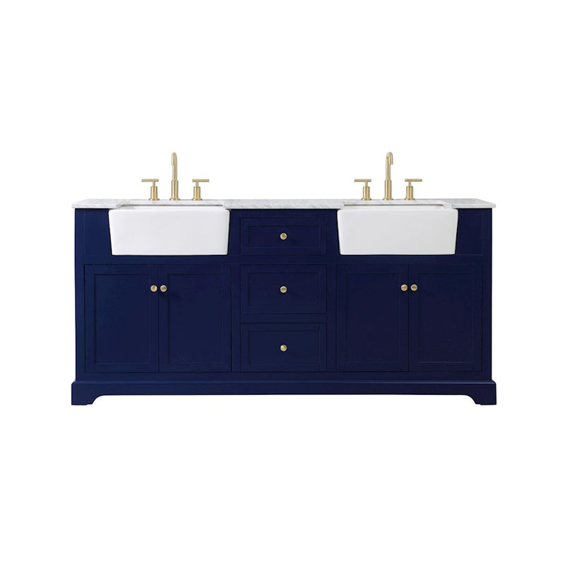 Elegant Kitchen/Bath Franklin 72" Double Bathroom Vanity, Blue - VF60272DBL
