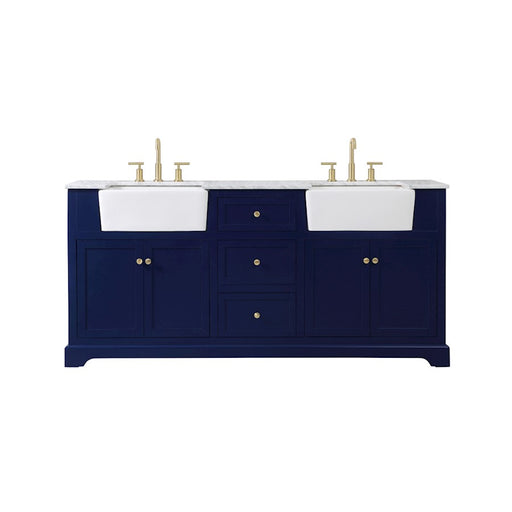 Elegant Kitchen/Bath Franklin 72" Double Bathroom Vanity, Blue - VF60272DBL