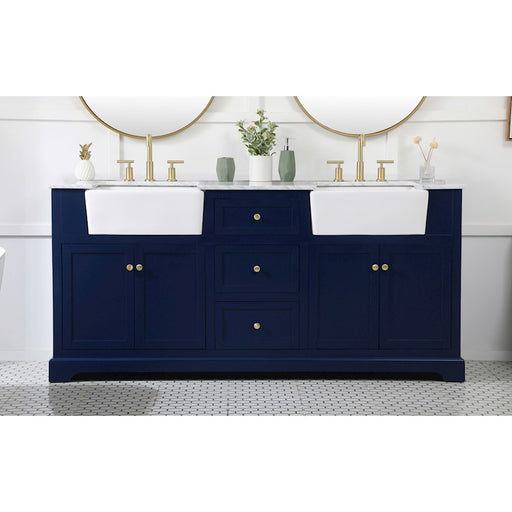 Elegant Kitchen/Bath Franklin 72" Double Bathroom Vanity, Blue