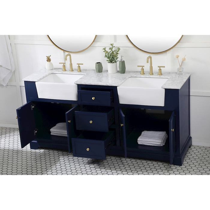 Elegant Kitchen/Bath Franklin 72" Double Bathroom Vanity, Blue