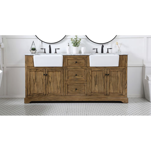 Elegant Kitchen/Bath Franklin 72" Double Bathroom Vanity, Driftwood