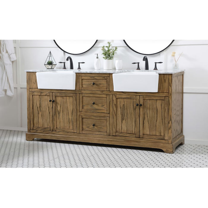 Elegant Kitchen/Bath Franklin 72" Double Bathroom Vanity, Driftwood