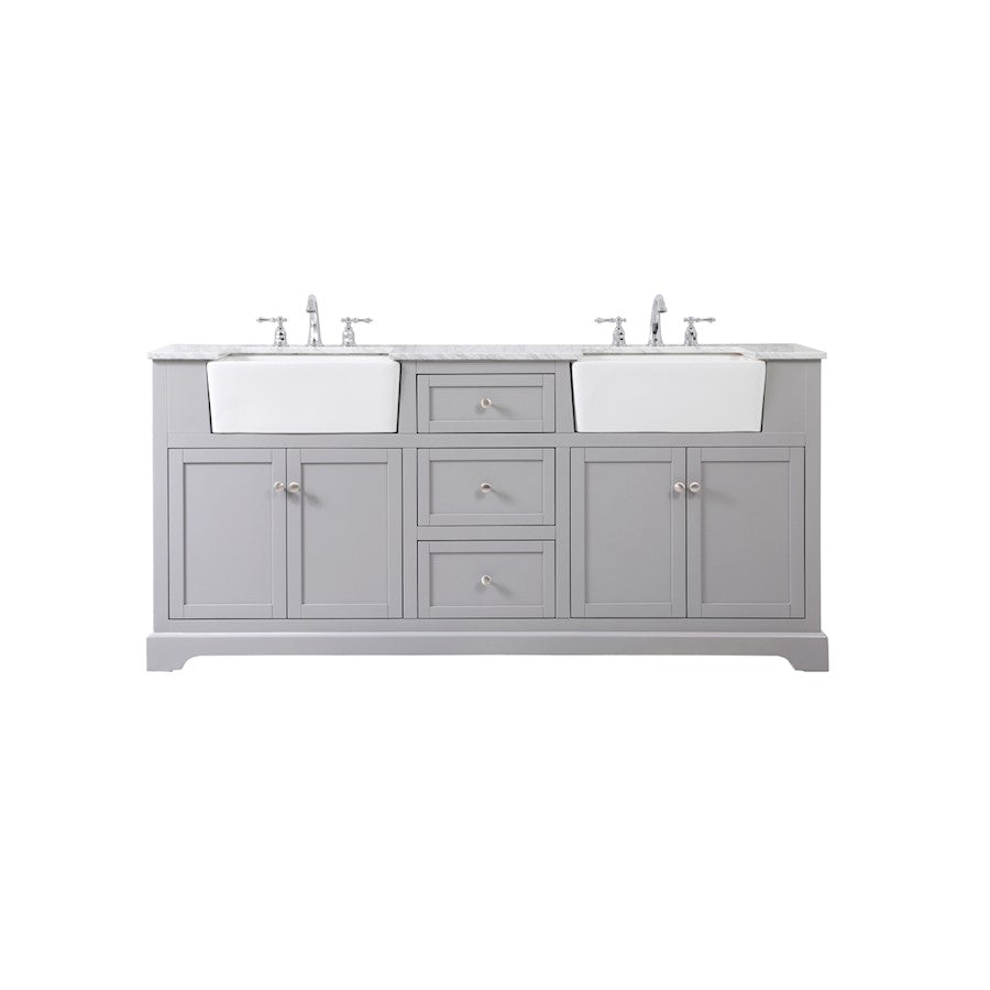 Elegant Kitchen/Bath Franklin 72" Double Bathroom Vanity, Grey - VF60272DGR