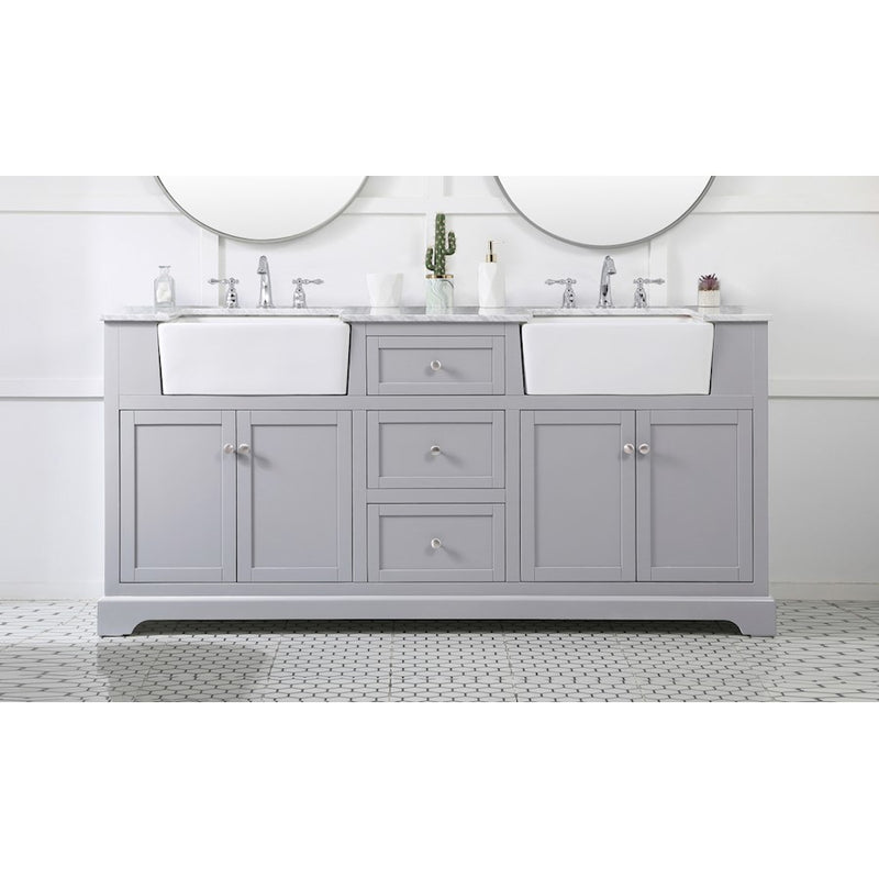 Elegant Kitchen/Bath Franklin 72" Double Bathroom Vanity, Grey