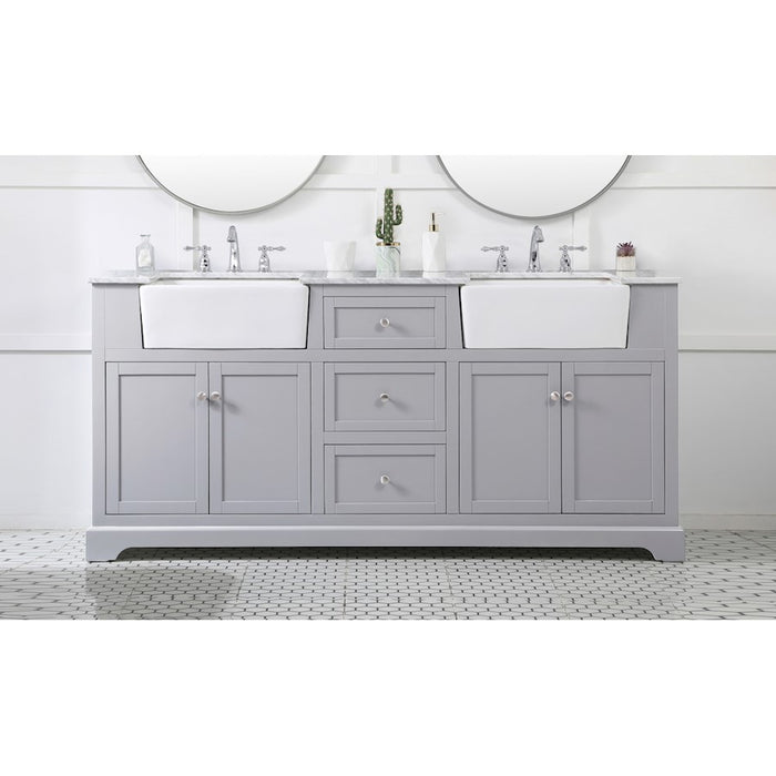Elegant Kitchen/Bath Franklin 72" Double Bathroom Vanity, Grey