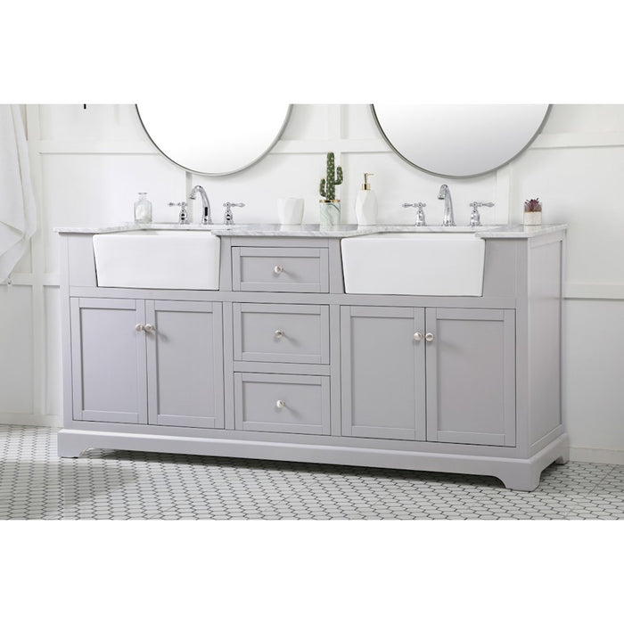 Elegant Kitchen/Bath Franklin 72" Double Bathroom Vanity, Grey