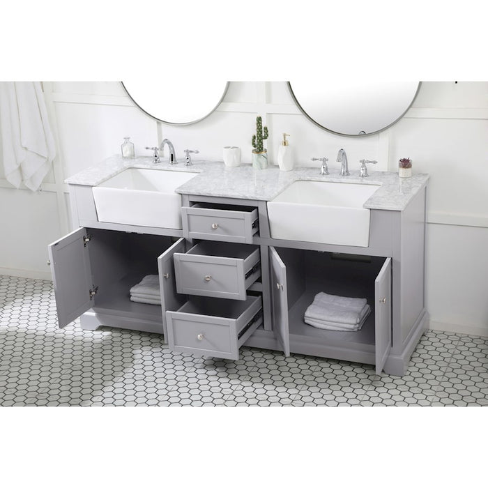 Elegant Kitchen/Bath Franklin 72" Double Bathroom Vanity, Grey