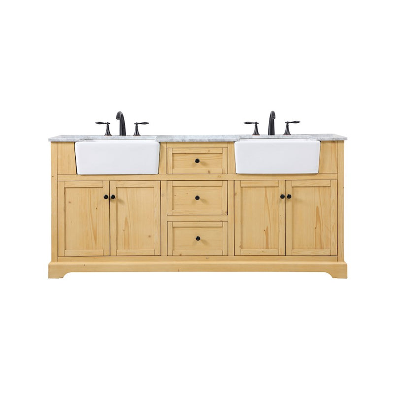 Elegant Franklin 72" Double Bathroom Vanity, Natural Wood - VF60272DNW