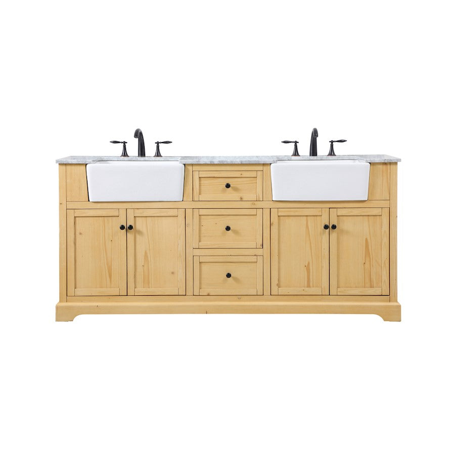 Elegant Franklin 72" Double Bathroom Vanity, Natural Wood - VF60272DNW