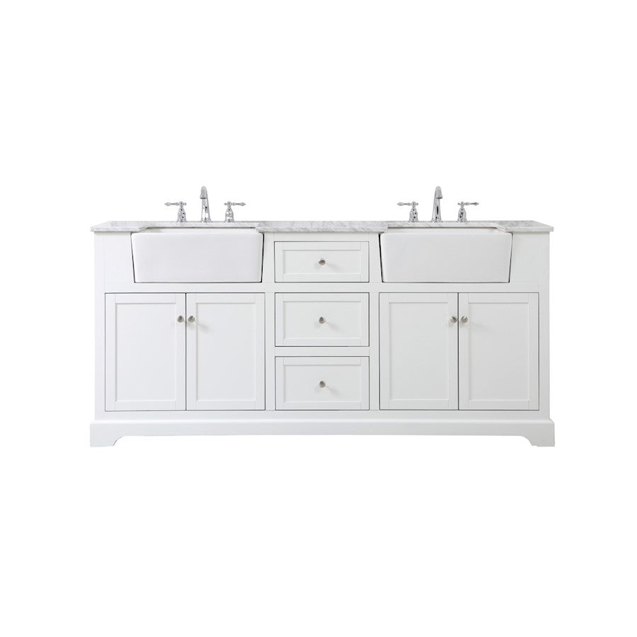 Elegant Kitchen/Bath Franklin 72" Double Bathroom Vanity, White - VF60272DWH
