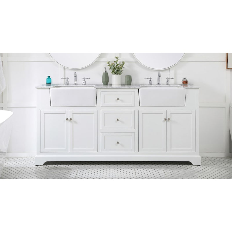 Elegant Kitchen/Bath Franklin 72" Double Bathroom Vanity, White