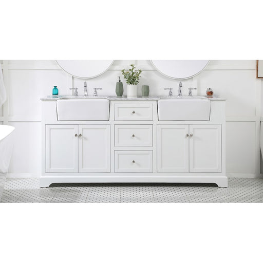 Elegant Kitchen/Bath Franklin 72" Double Bathroom Vanity, White