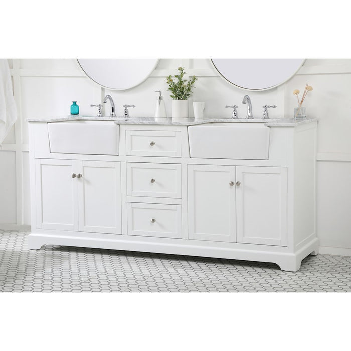 Elegant Kitchen/Bath Franklin 72" Double Bathroom Vanity, White