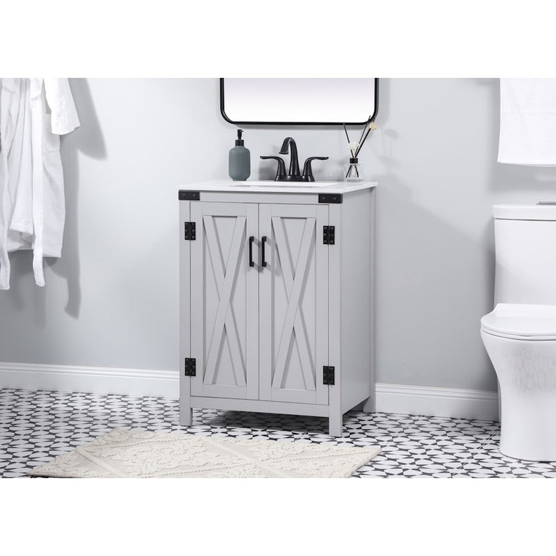 Elegant Kitchen/Bath Grant 24" Single Bathroom Vanity, Grey