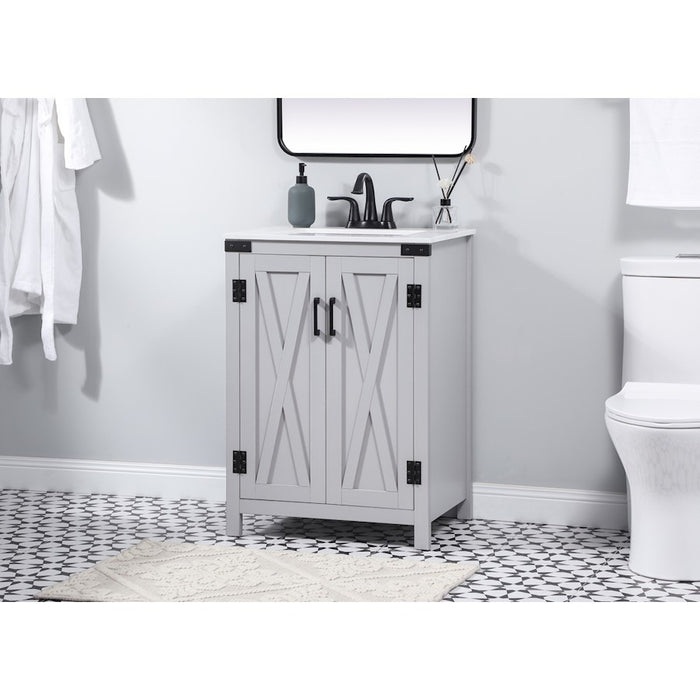 Elegant Kitchen/Bath Grant 24" Single Bathroom Vanity, Grey