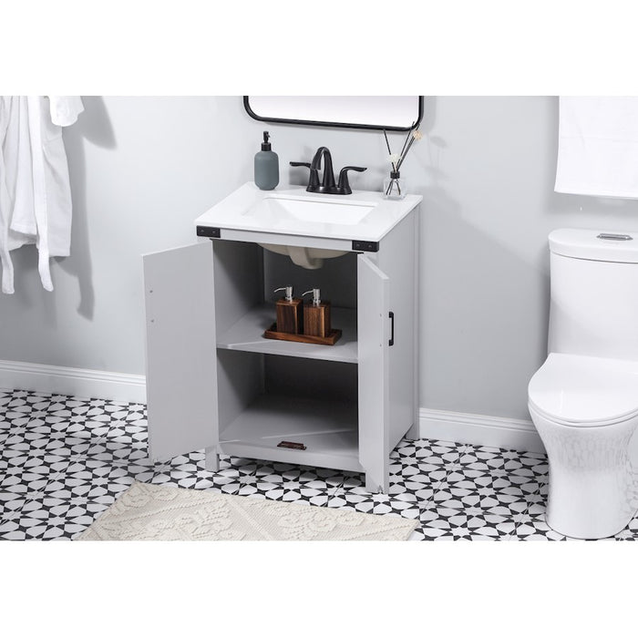 Elegant Kitchen/Bath Grant 24" Single Bathroom Vanity, Grey