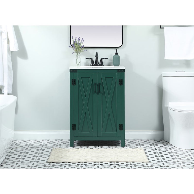 Elegant Kitchen/Bath Grant 24" Single Bathroom Vanity, Green