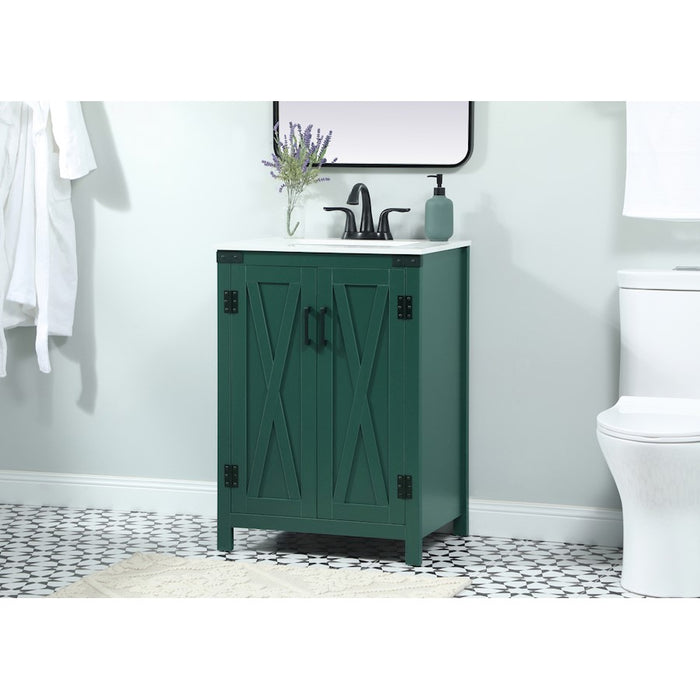 Elegant Kitchen/Bath Grant 24" Single Bathroom Vanity, Green