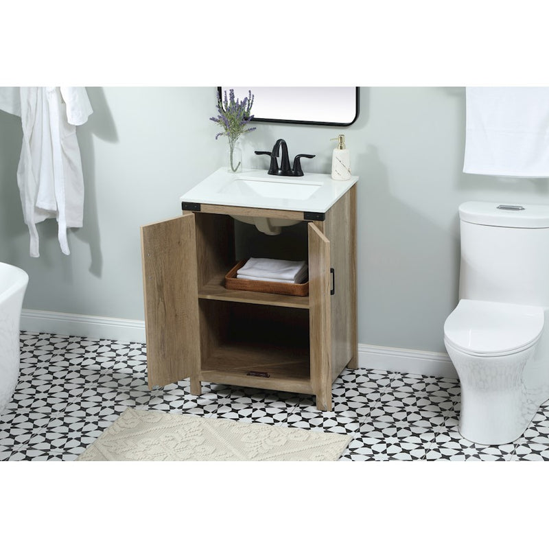 Elegant Kitchen/Bath Grant 24" Single Bathroom Vanity, Natural Oak