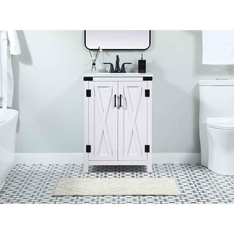 Elegant Kitchen/Bath Grant 24" Single Bathroom Vanity, White