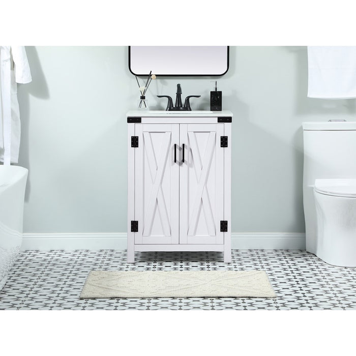 Elegant Kitchen/Bath Grant 24" Single Bathroom Vanity, White