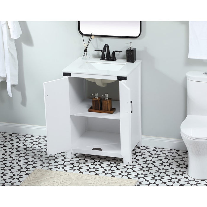 Elegant Kitchen/Bath Grant 24" Single Bathroom Vanity, White