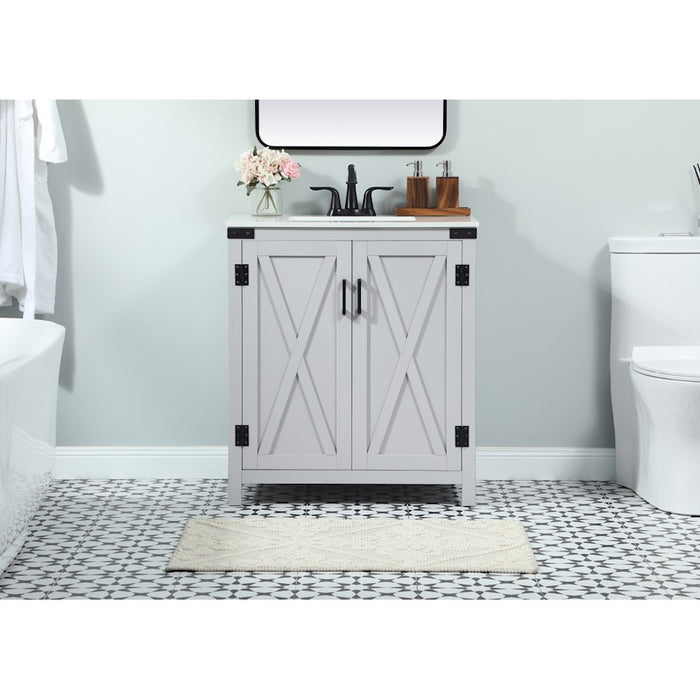 Elegant Kitchen/Bath Grant 30" Single Bathroom Vanity, Grey