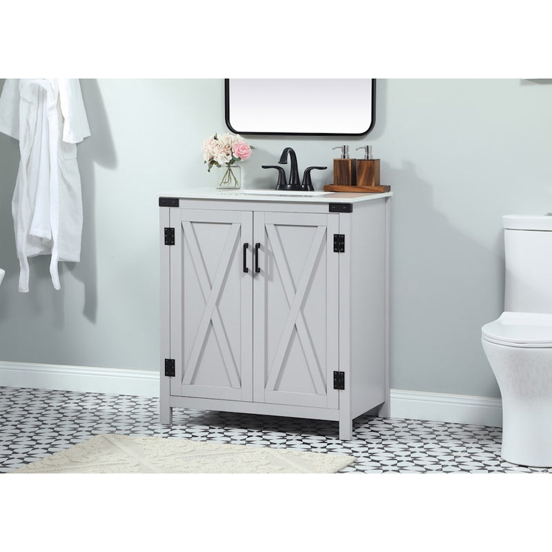 Elegant Kitchen/Bath Grant 30" Single Bathroom Vanity, Grey