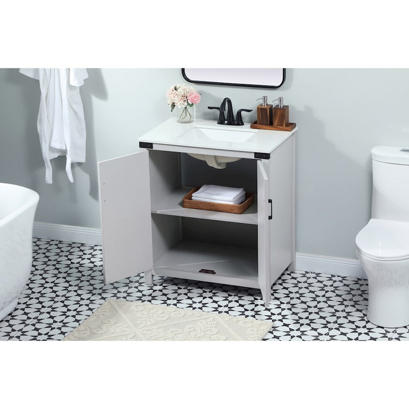 Elegant Kitchen/Bath Grant 30" Single Bathroom Vanity, Grey