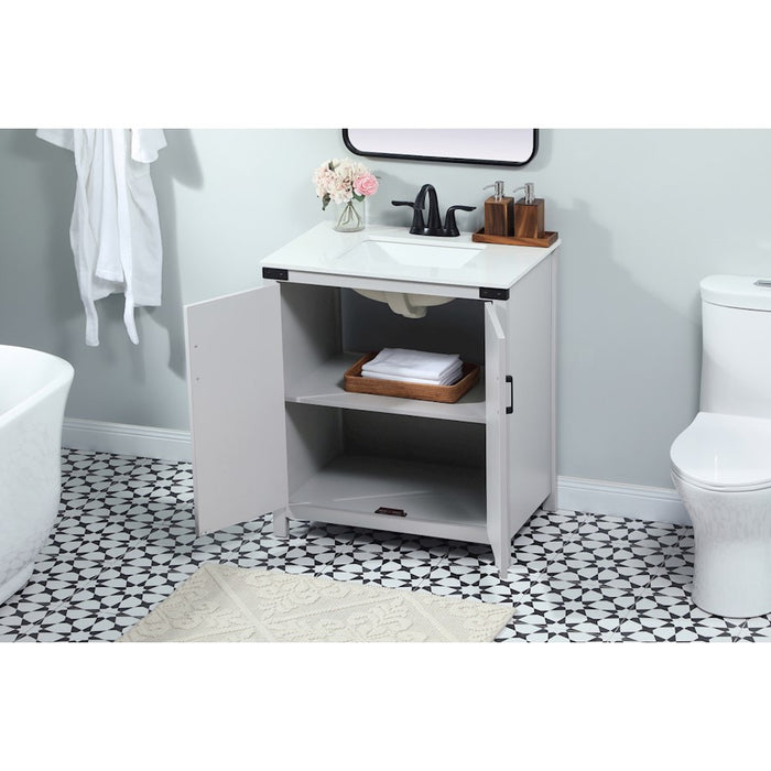 Elegant Kitchen/Bath Grant 30" Single Bathroom Vanity, Grey
