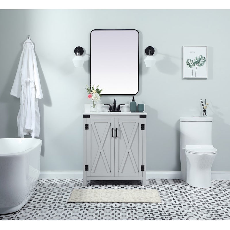 Elegant Kitchen/Bath Grant 30" Single Bathroom Vanity, Grey