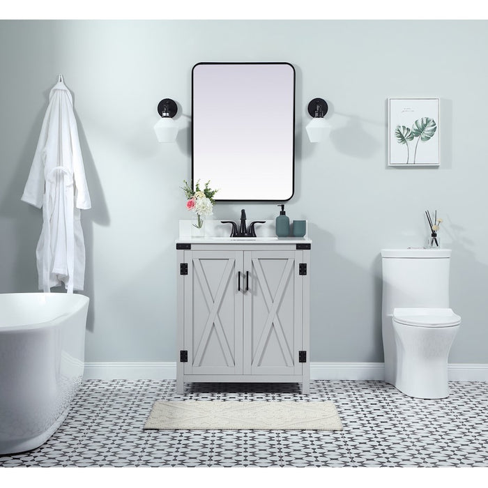 Elegant Kitchen/Bath Grant 30" Single Bathroom Vanity, Grey