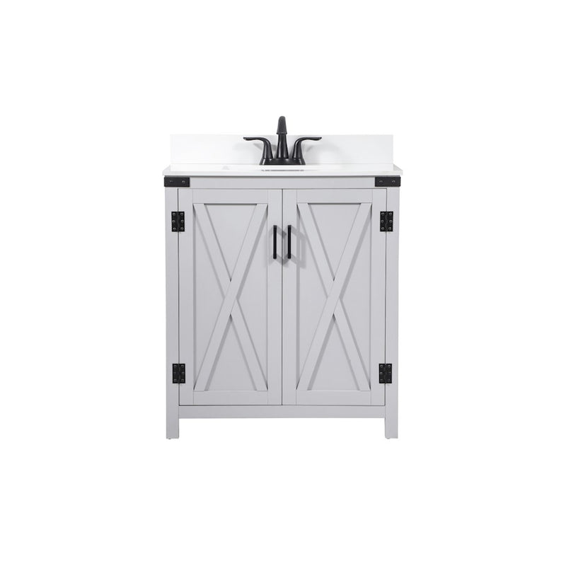 Elegant Grant 30" Single Bathroom Vanity, Grey/Backsplash - VF90230GR-BS