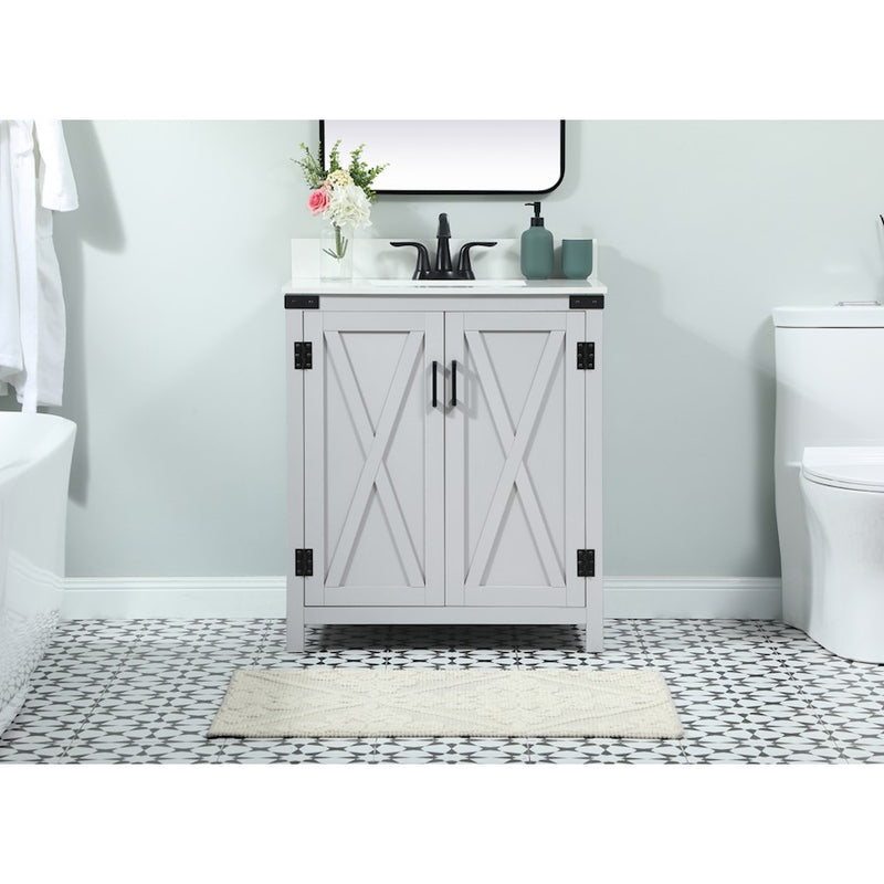 Elegant Grant 30" Single Bathroom Vanity, Grey/Backsplash
