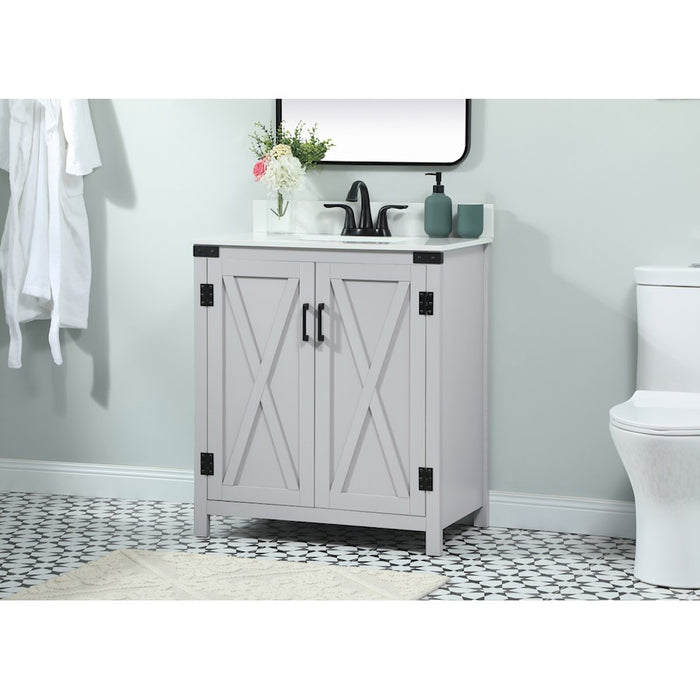 Elegant Grant 30" Single Bathroom Vanity, Grey/Backsplash