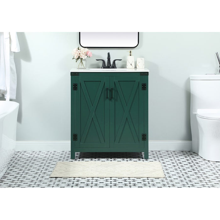 Elegant Kitchen/Bath Grant 30" Single Bathroom Vanity, Green