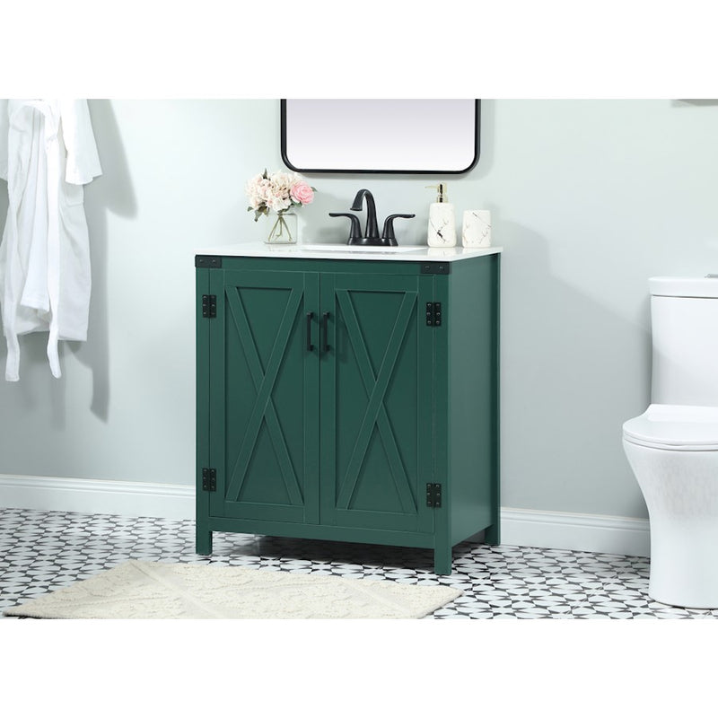 Elegant Kitchen/Bath Grant 30" Single Bathroom Vanity, Green