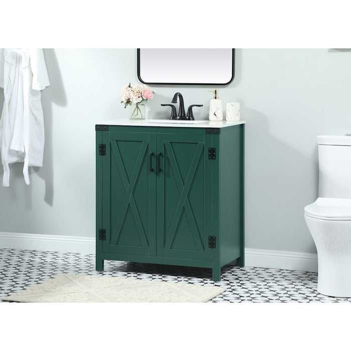 Elegant Kitchen/Bath Grant 30" Single Bathroom Vanity, Green