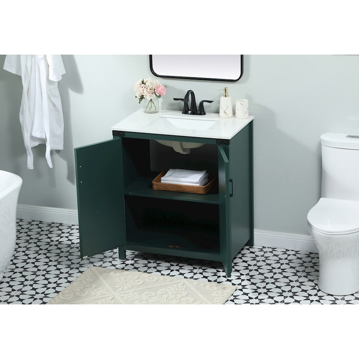Elegant Kitchen/Bath Grant 30" Single Bathroom Vanity, Green