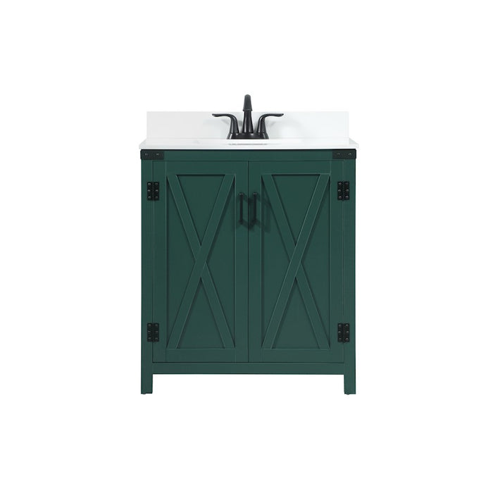 Elegant Grant 30" Single Bathroom Vanity, Green/Backsplash - VF90230MGN-BS