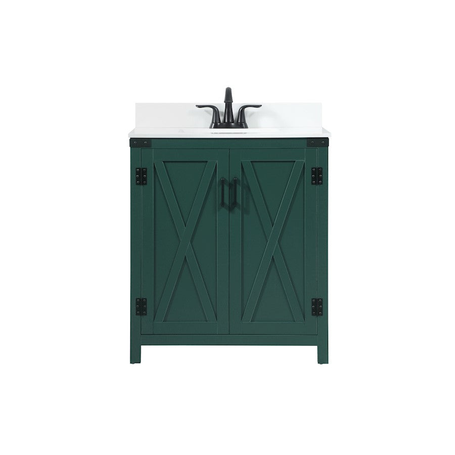 Elegant Grant 30" Single Bathroom Vanity, Green/Backsplash - VF90230MGN-BS