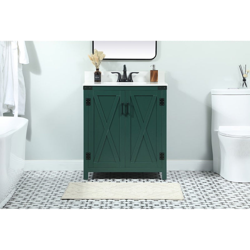 Elegant Grant 30" Single Bathroom Vanity, Green/Backsplash
