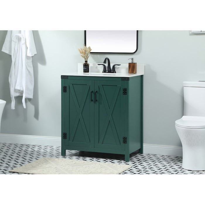 Elegant Grant 30" Single Bathroom Vanity, Green/Backsplash