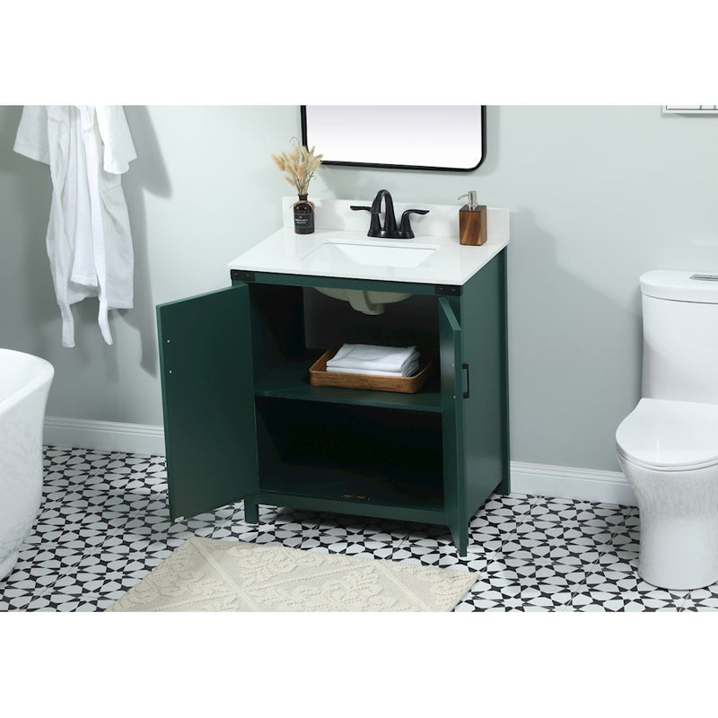 Elegant Grant 30" Single Bathroom Vanity, Green/Backsplash