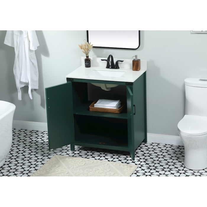 Elegant Grant 30" Single Bathroom Vanity, Green/Backsplash