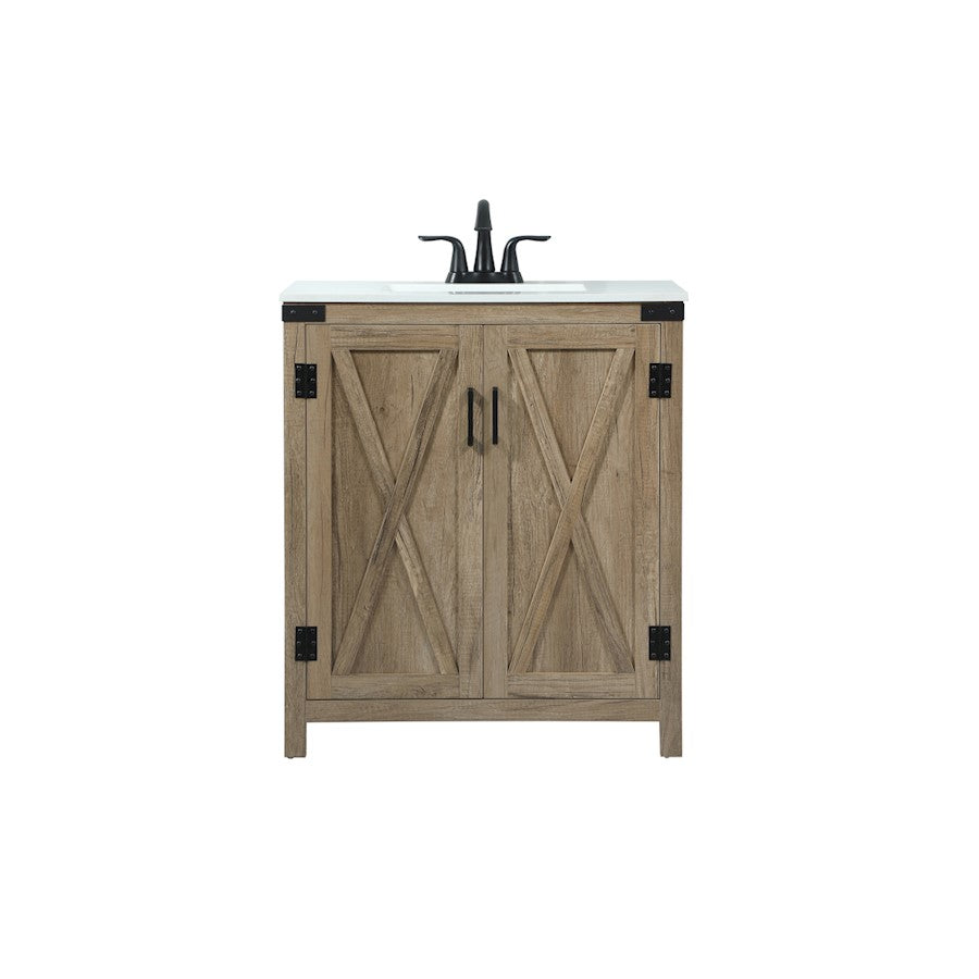 Elegant Kitchen/Bath Grant 30" Single Bathroom Vanity, Natural Oak - VF90230NT