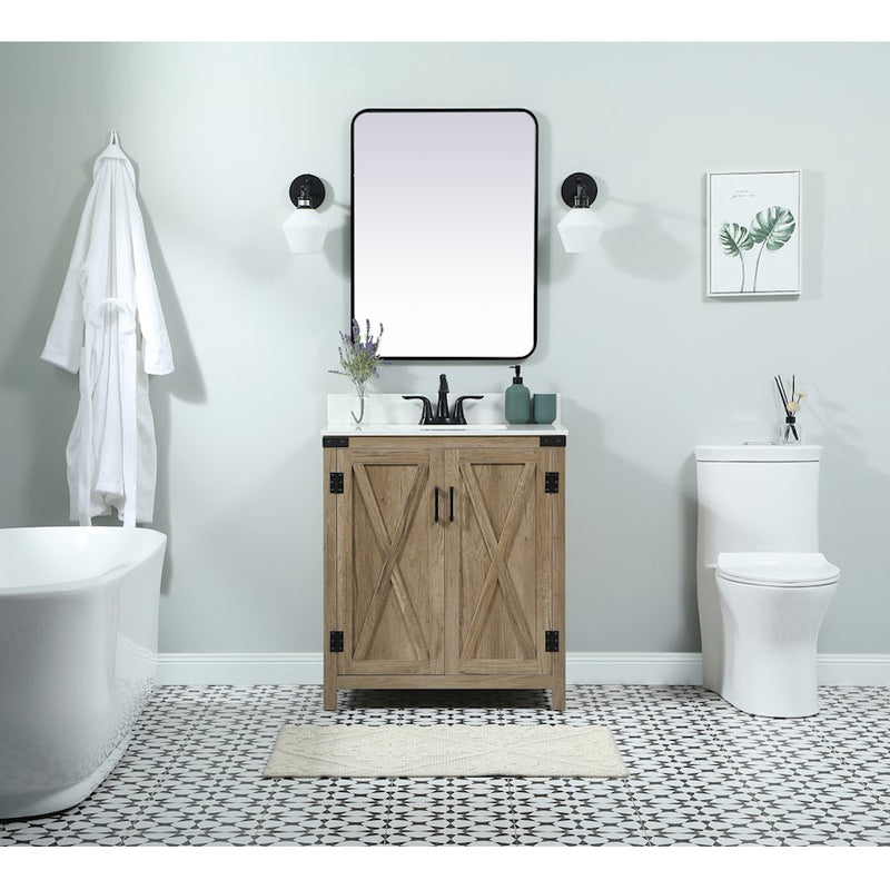 Elegant Kitchen/Bath Grant 30" Single Bathroom Vanity, Natural Oak