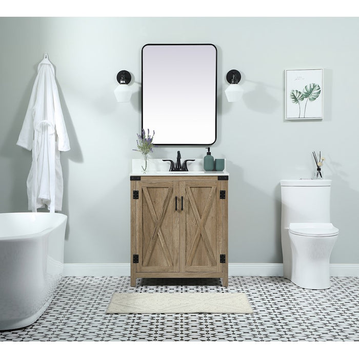 Elegant Kitchen/Bath Grant 30" Single Bathroom Vanity, Natural Oak