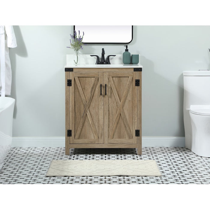 Elegant Grant 30" Single Bathroom Vanity, Natural Oak/Backsplash